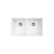 Fienza Kuro Granite 29L/29L Double Bowl Kitchen Sink Matte White