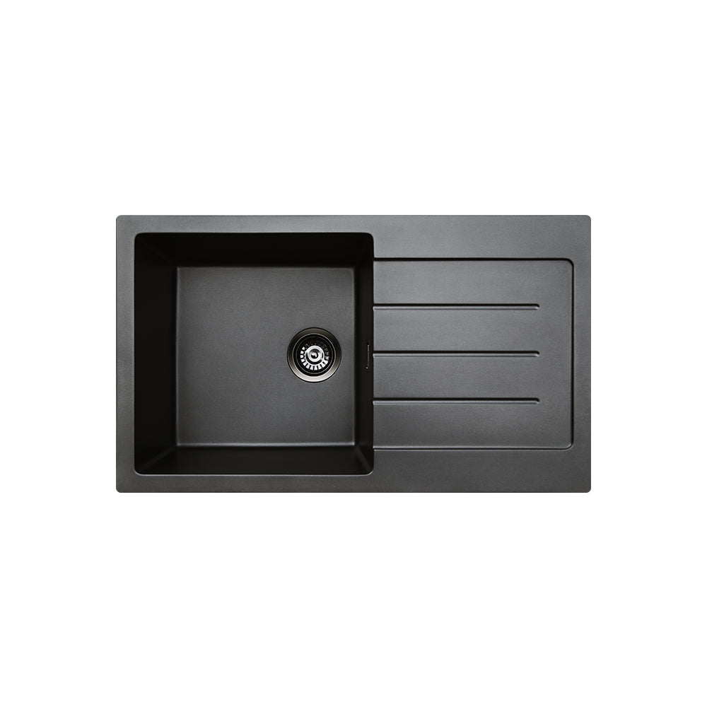Kuro Granite 39L Single Kitchen Sink with Drainer Matte Black