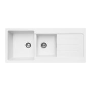 Kuro Granite 29L/19L Double Kitchen Sink with Drainer Matte White