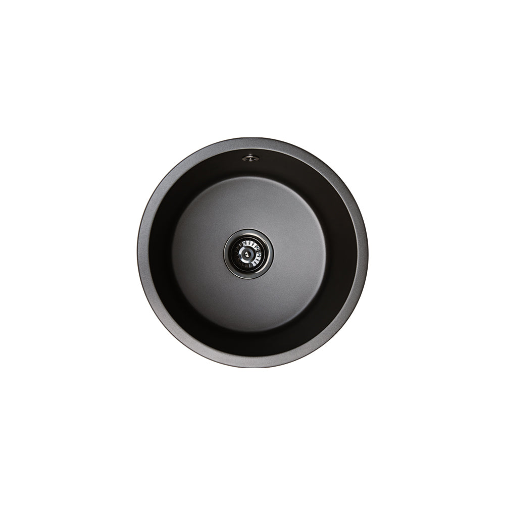 Kuro Granite 25L Round Single Bowl Kitchen Sink Matte Black
