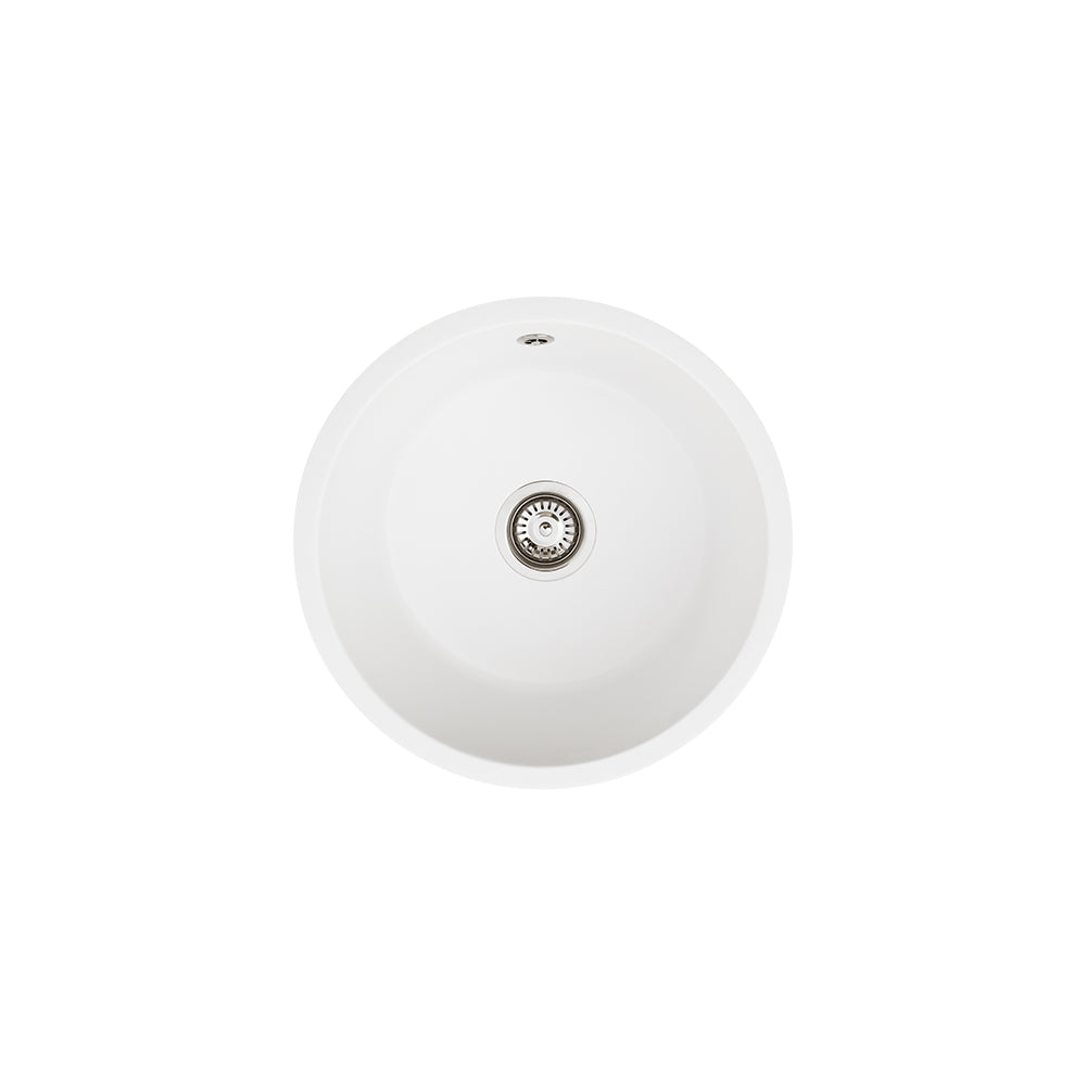 Kuro Granite 25L Round Single Bowl Kitchen Sink Matte White