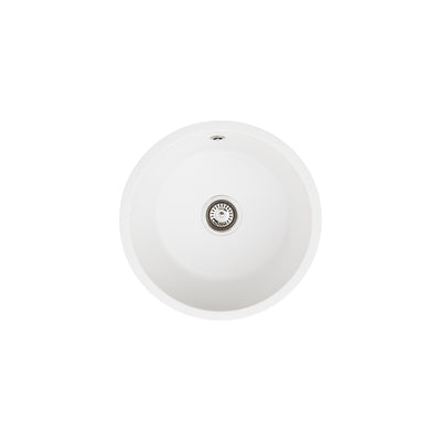 Fienza Kuro Granite 25L Round Single Bowl Kitchen Sink Matte White