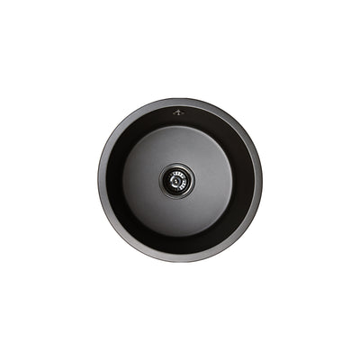 Fienza Kuro Granite 25L Round Single Bowl Kitchen Sink Matte Black