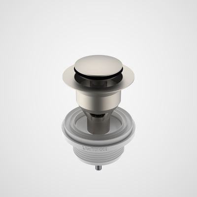 Caroma Basin Pop Up Disc Plug & Waste Long - Brushed Nickel