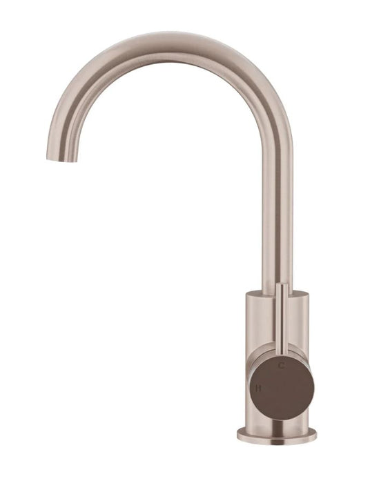 Round Gooseneck Basin Mixer with Cold Start