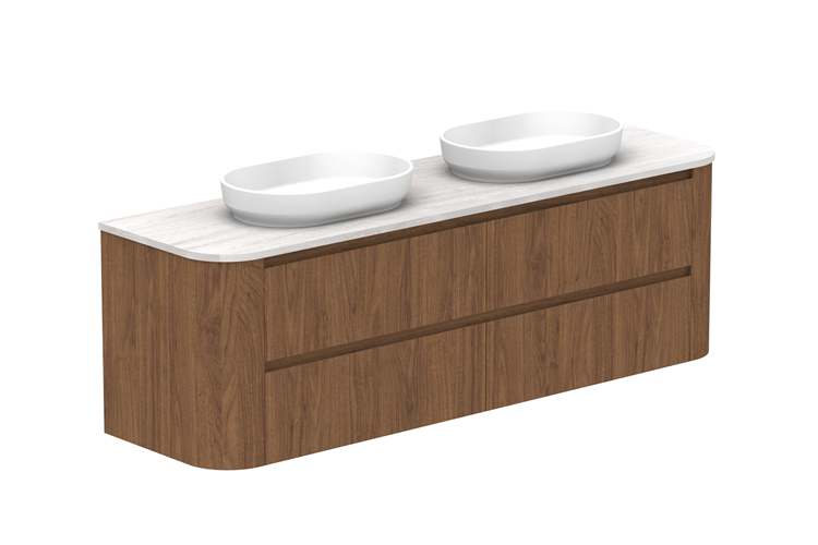 Adp Thea Curved Wall Hung Vanity Cherry Pie Benchtop