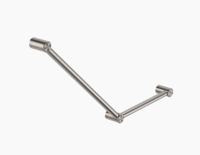 Nero Mecca Care 32mm Ambulant Toilet Grab Rail 45 Degree 750X450mm Brushed Nickel