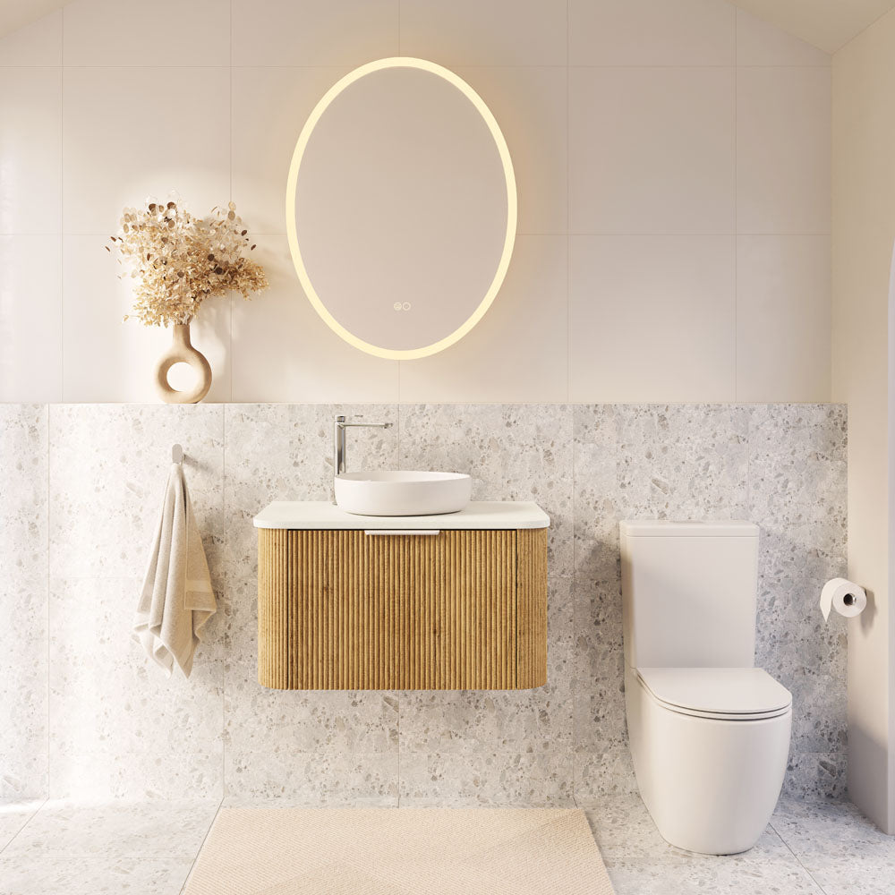 Fienza MInka Curved Scandi Oak Wall Hung Vanity