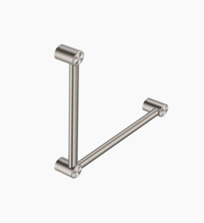 Nero Mecca Care 32mm Ambulant Toilet Grab Rail 90 Degree 450X450mm Brushed Nickel