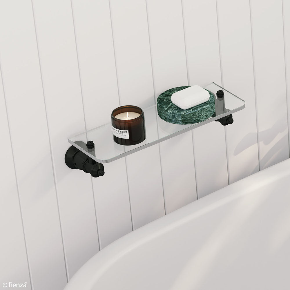 Fienza Lillian Glass Shower Shelf Matte Black