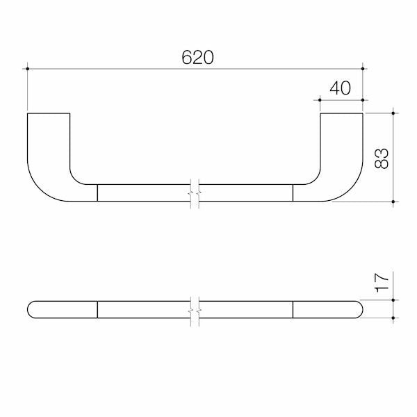 Caroma Contura II Single Towel Rail technical drawing