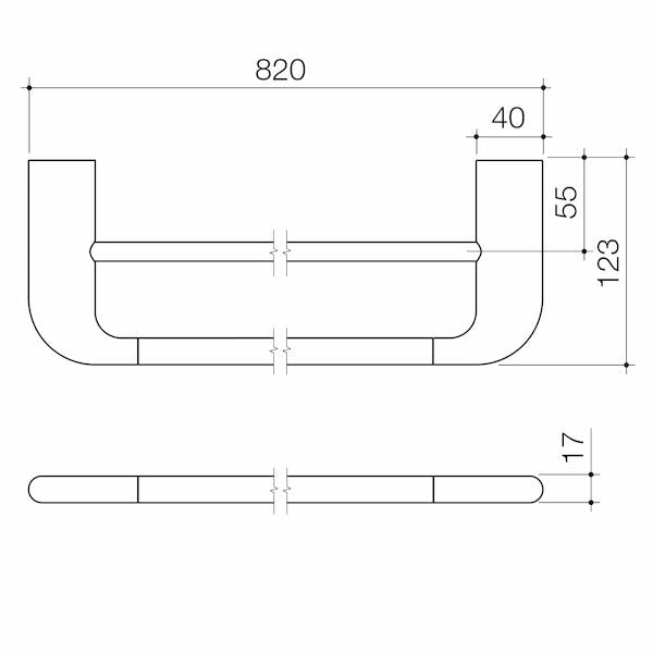 Caroma Contura II Double Towel Rail technical drawing