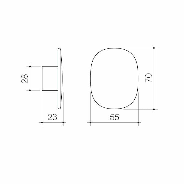 Caroma Contura II Robe Hook Large technical drawing