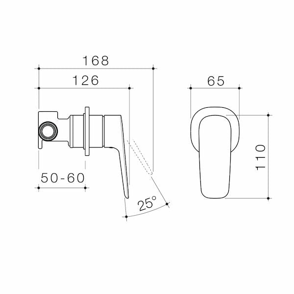 Caroma Contura II Bath/Shower Mixer technical drawing