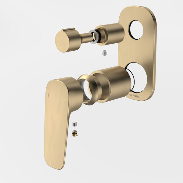 Caroma Contura II Bath/Shower Mixer with Diverter Trim Kit - Brushed Brass