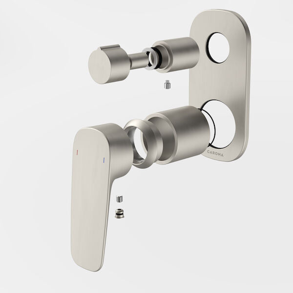 Caroma Contura II Bath/Shower Mixer with Diverter Trim Kit - Brushed Nickel