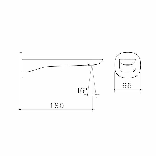 Caroma Contura II Basin/Bath Outlet 180mm technical drawing