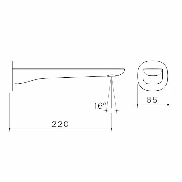 Caroma Contura II Basin/Bath Outlet 220mm technical drawing