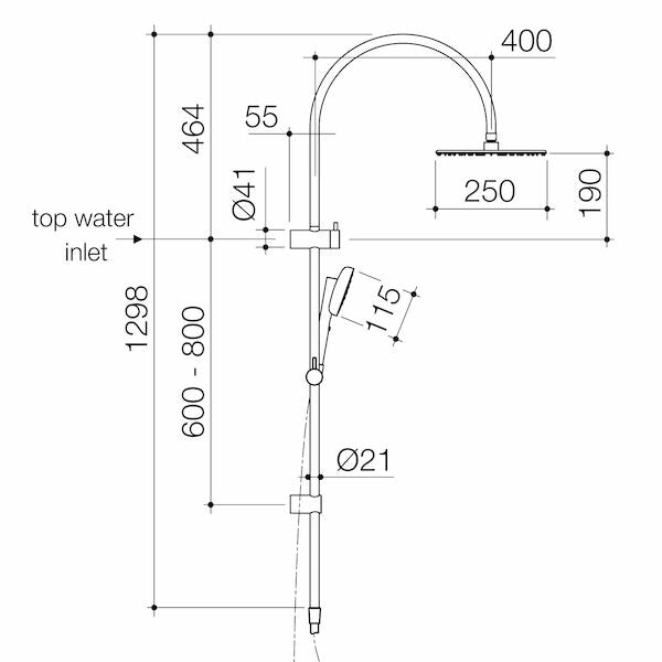 Caroma Contura II Rail Shower with Overhead technical drawing