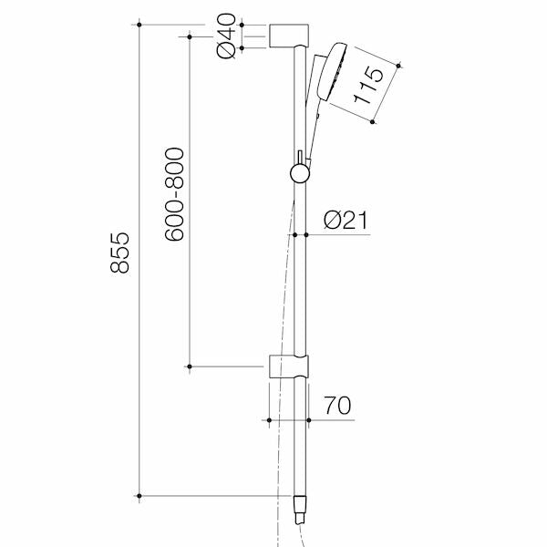 Caroma Contura II Rail Shower technical drawing