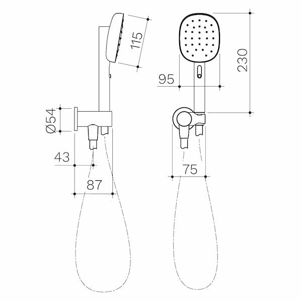 Caroma Contura II Hand Shower technical drawing