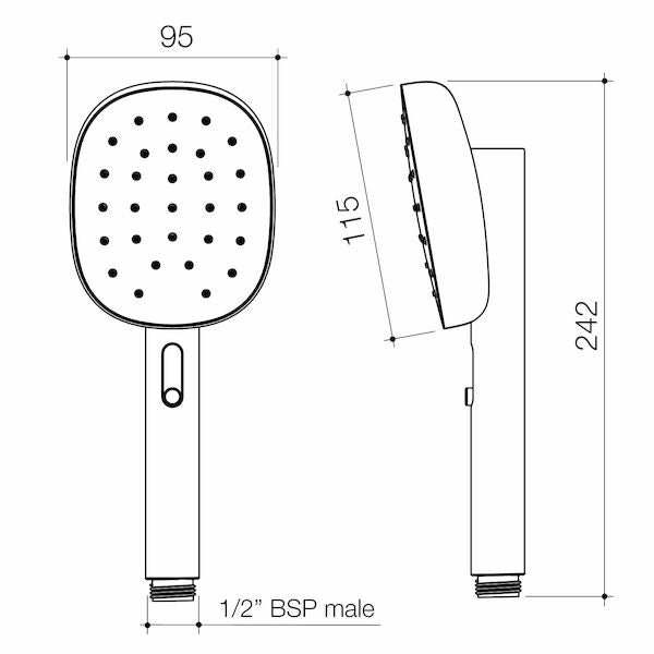 Caroma Contura II Handset technical drawing