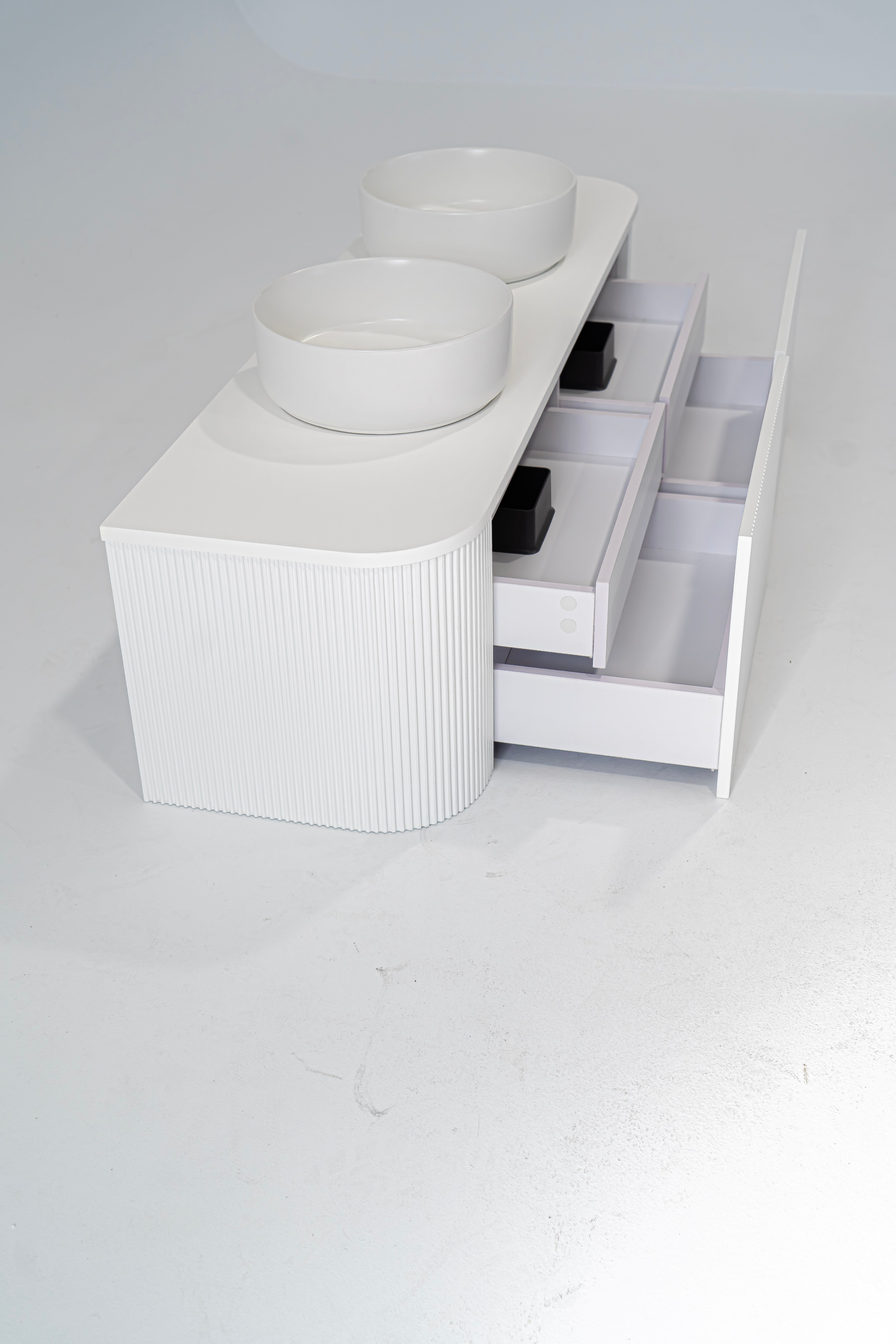 1500mm Portofino White Flute Vanity Unit