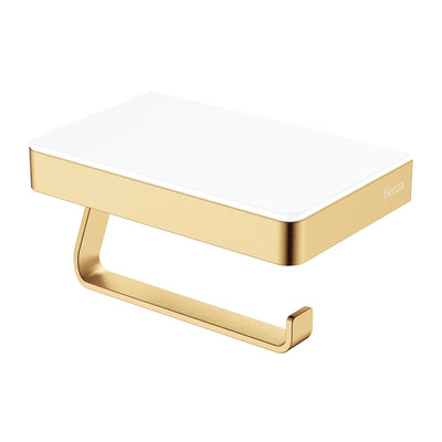 Fienza Tono Toilet Roll Holder with Glass Shelf Urban Brass