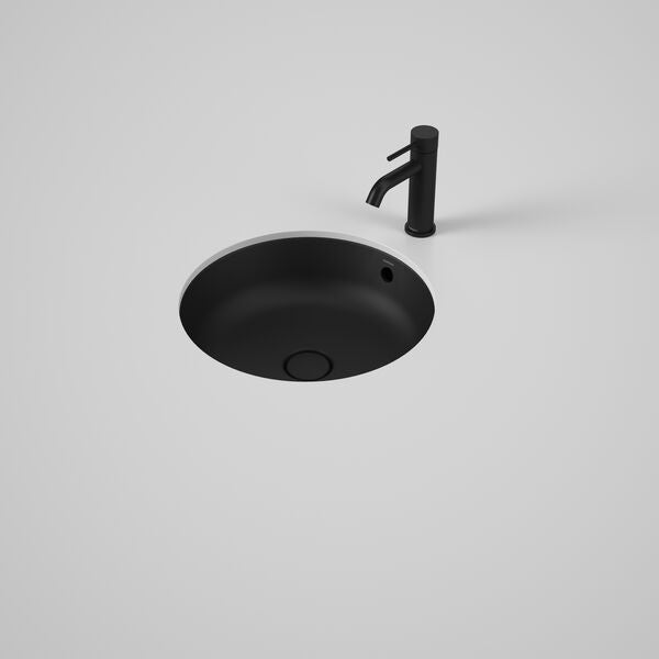Liano II 440mm Round Under/Over Counter Basin - Matte Black (with Overflow)