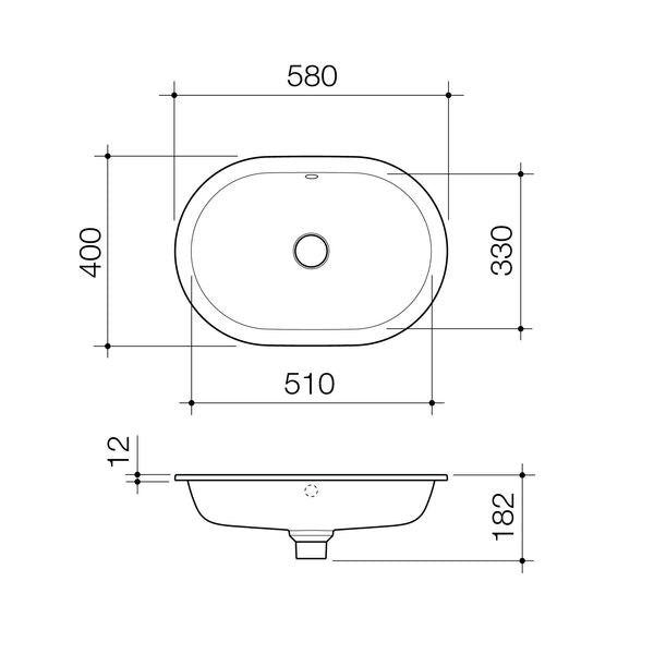Liano II 580mm Pill Under/Over Counter Basin – Matte Black (with Overflow)