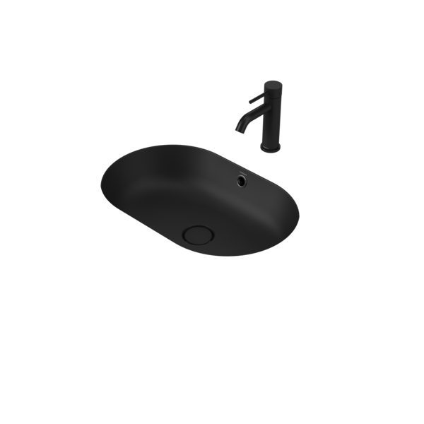 Liano II 580mm Pill Under/Over Counter Basin – Matte Black (with Overflow)
