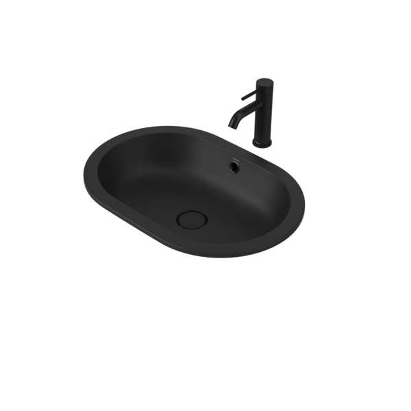 Liano II 580mm Pill Under/Over Counter Basin – Matte Black (with Overflow)
