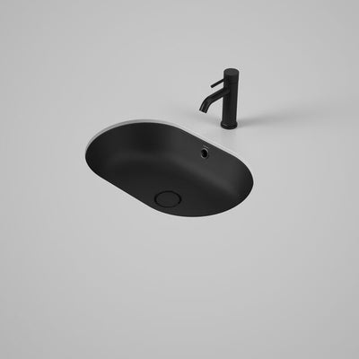 Caroma Liano II 580mm Pill Under/Over Counter Basin – Matte Black (with Overflow)
