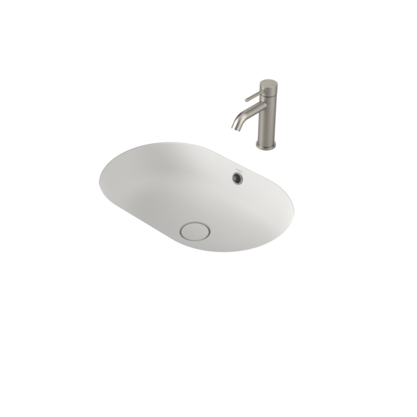Liano II 580mm Pill Under/Over Counter Basin – Matte White (with Overflow)