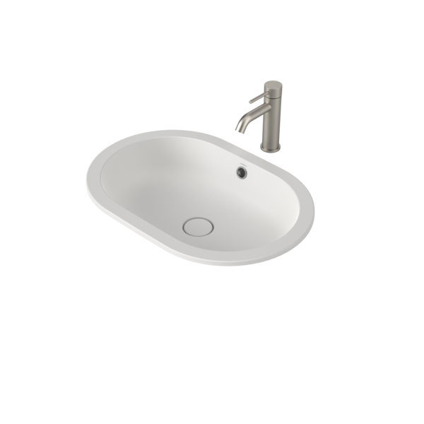 Liano II 580mm Pill Under/Over Counter Basin – Matte White (with Overflow)