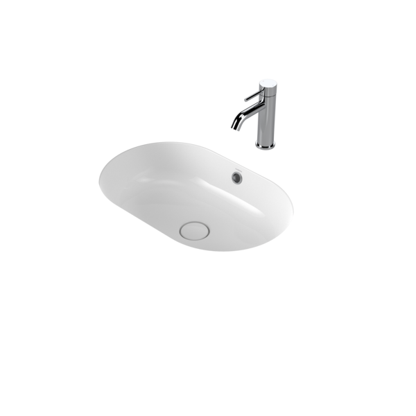 Liano II 580mm Pill Under/Over Counter Basin – White (with Overflow)