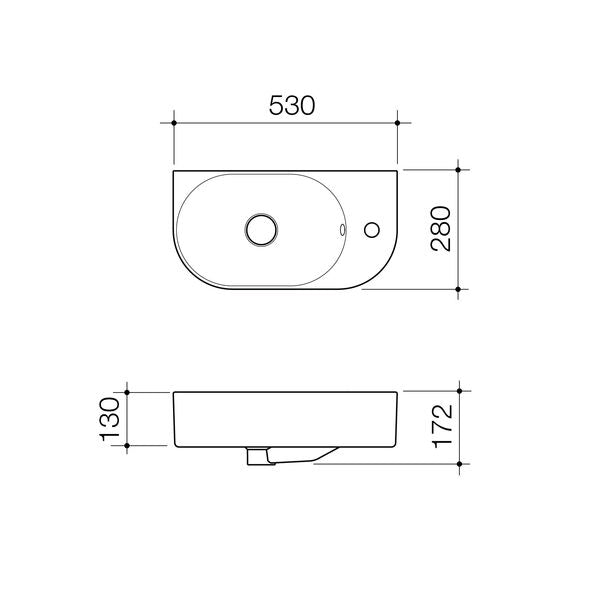 Liano II Hand Wall Basin (1 Tap Hole) – Matte Black (with Overflow)