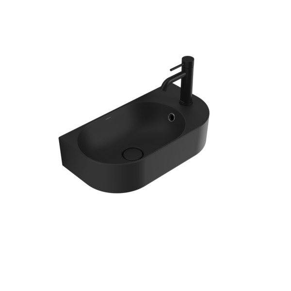 Liano II Hand Wall Basin (1 Tap Hole) – Matte Black (with Overflow)