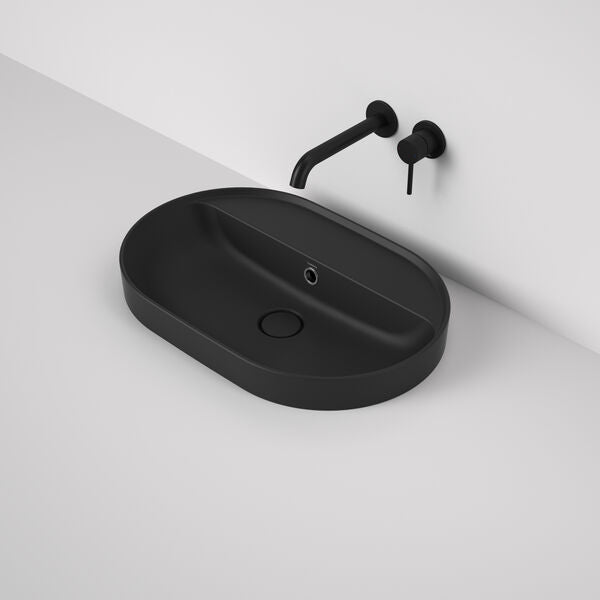 Liano II 600mm Pill Inset Basin with Tap Landing (0 Tap Hole) – Matte Black (with Overflow)
