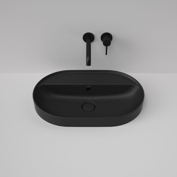 Liano II 600mm Pill Inset Basin with Tap Landing (0 Tap Hole) – Matte Black (with Overflow)
