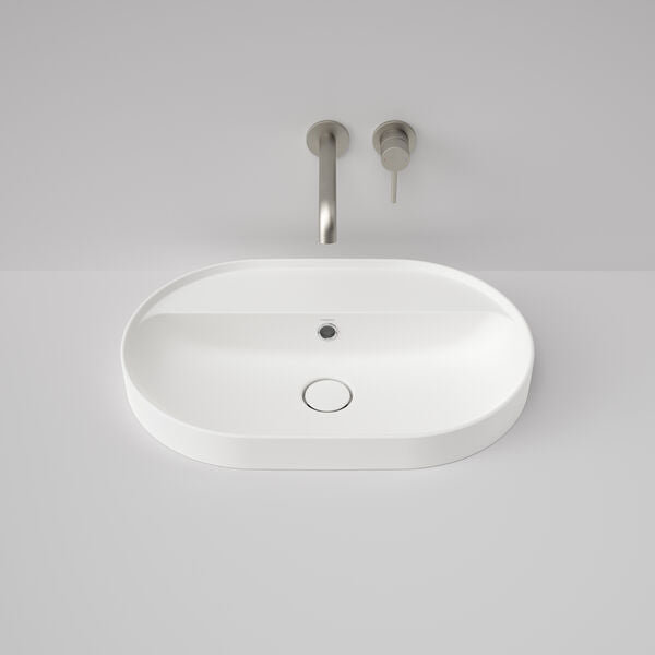 Liano II 600mm Pill Inset Basin with Tap Landing (0 Tap Hole) – Matte White (with Overflow)
