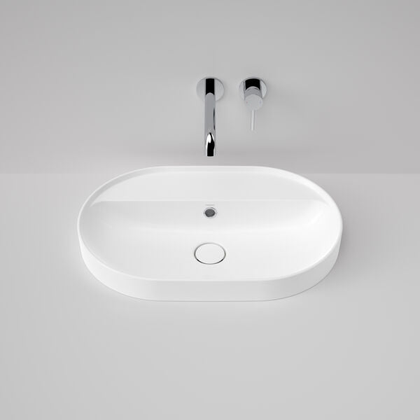 Liano II 600mm Pill Inset Basin with Tap Landing (0 Tap Hole) – White (with Overflow)