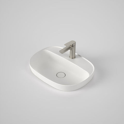 Caroma Contura® II 530mm Inset Basin with Tap Landing (1 Tap Hole) - Matte White