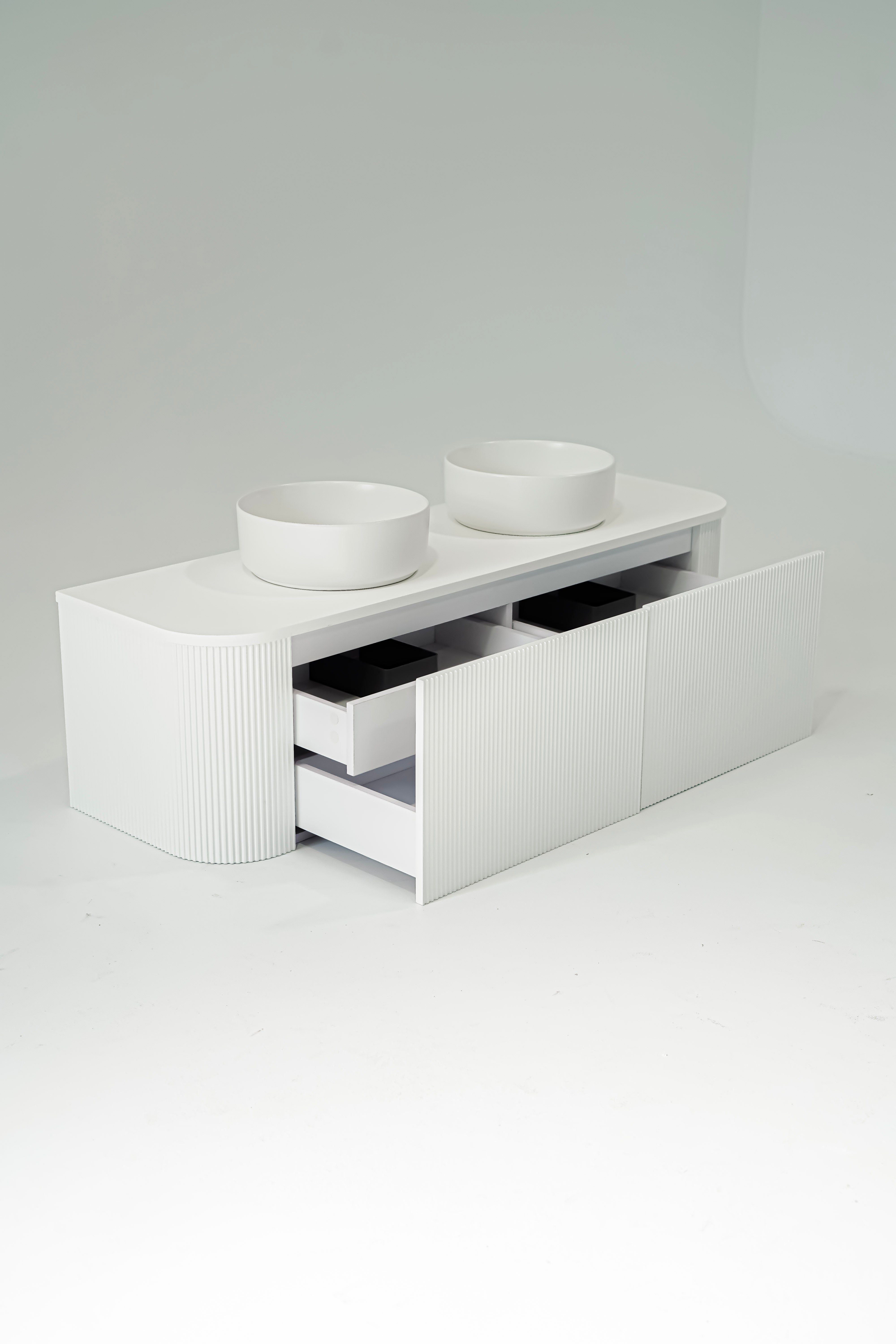 1500mm Portofino White Flute Vanity Unit