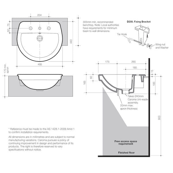 Cosmo Semi Recessed Basin 1TH