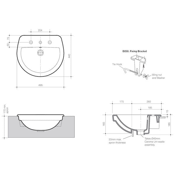 Cosmo Semi Recessed Basin 1TH