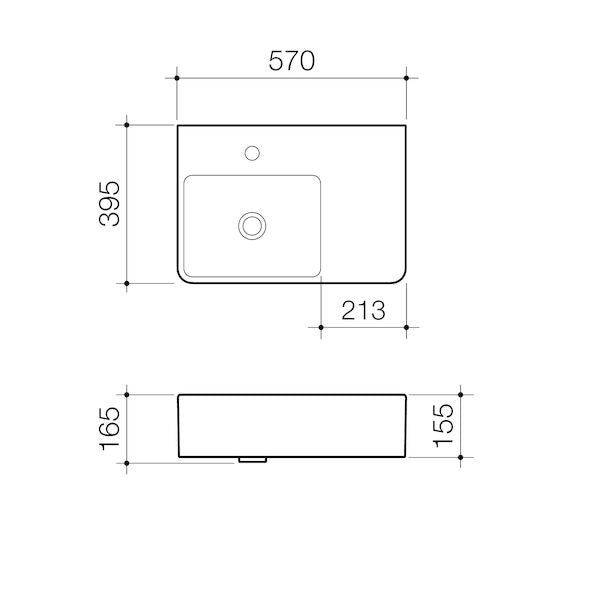 Cube Extension Wall Basin LHS 0TH