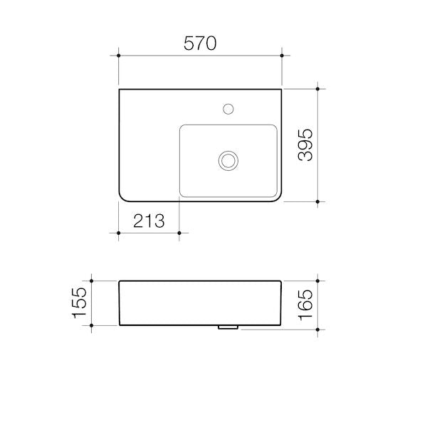 Cube Extension Wall Basin LHS 1TH