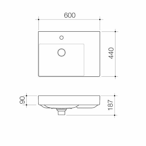 Caroma Urbane® II Right Hand Shelf Wall Basin (1 Tap Hole)