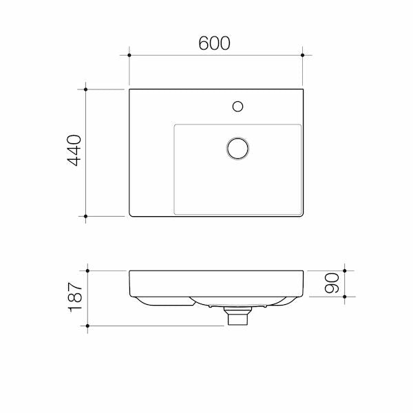 Caroma Urbane® II Left Hand Shelf Wall Basin (1 Tap Hole)